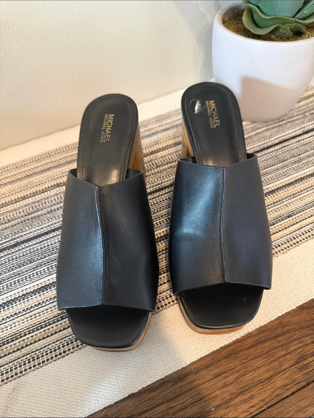 Michael Kors Aldrich Mule Leather Open Toe Clog Size 8.5